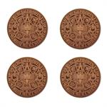 Aztec Calendar Leather Coasters, Set of 4